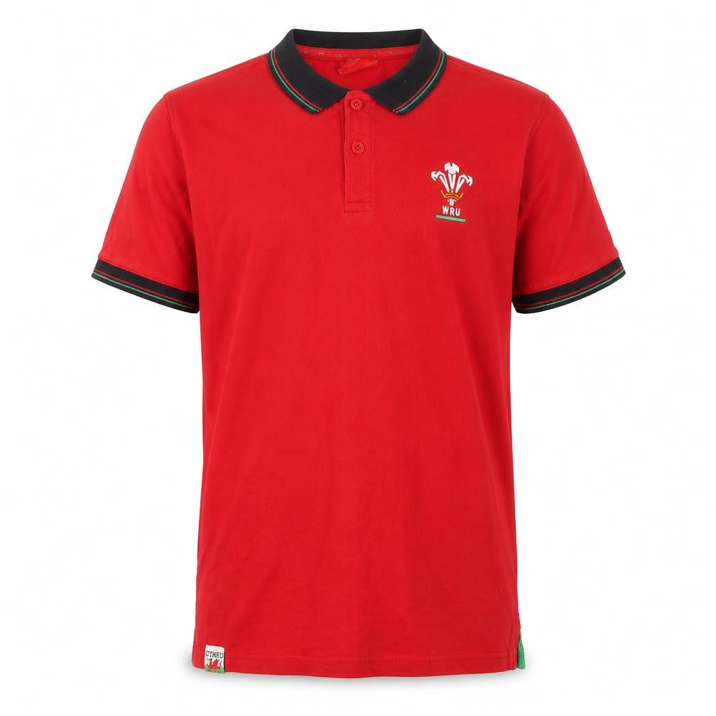 Fanatics Teens Red Rugby Polo Shirt 13, WRU Logo, Casual Wear