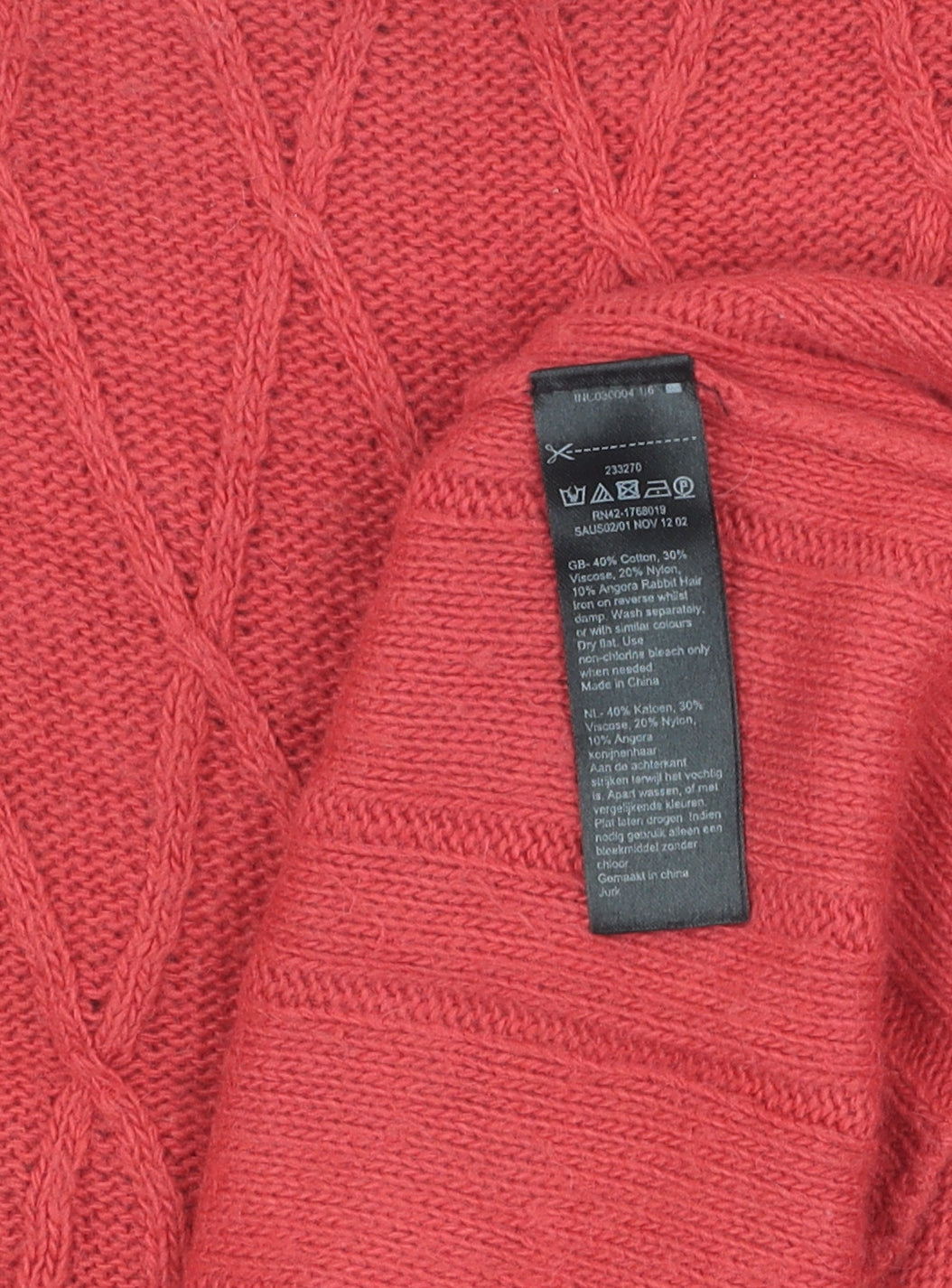 Monsoon Women's Red Cable-Knit Jumper, Size S