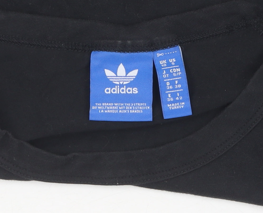 Adidas Women's Black Cropped T-Shirt Size 10