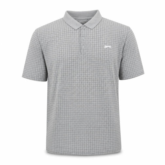 Slazenger Men's Grey Check Polo Shirt L