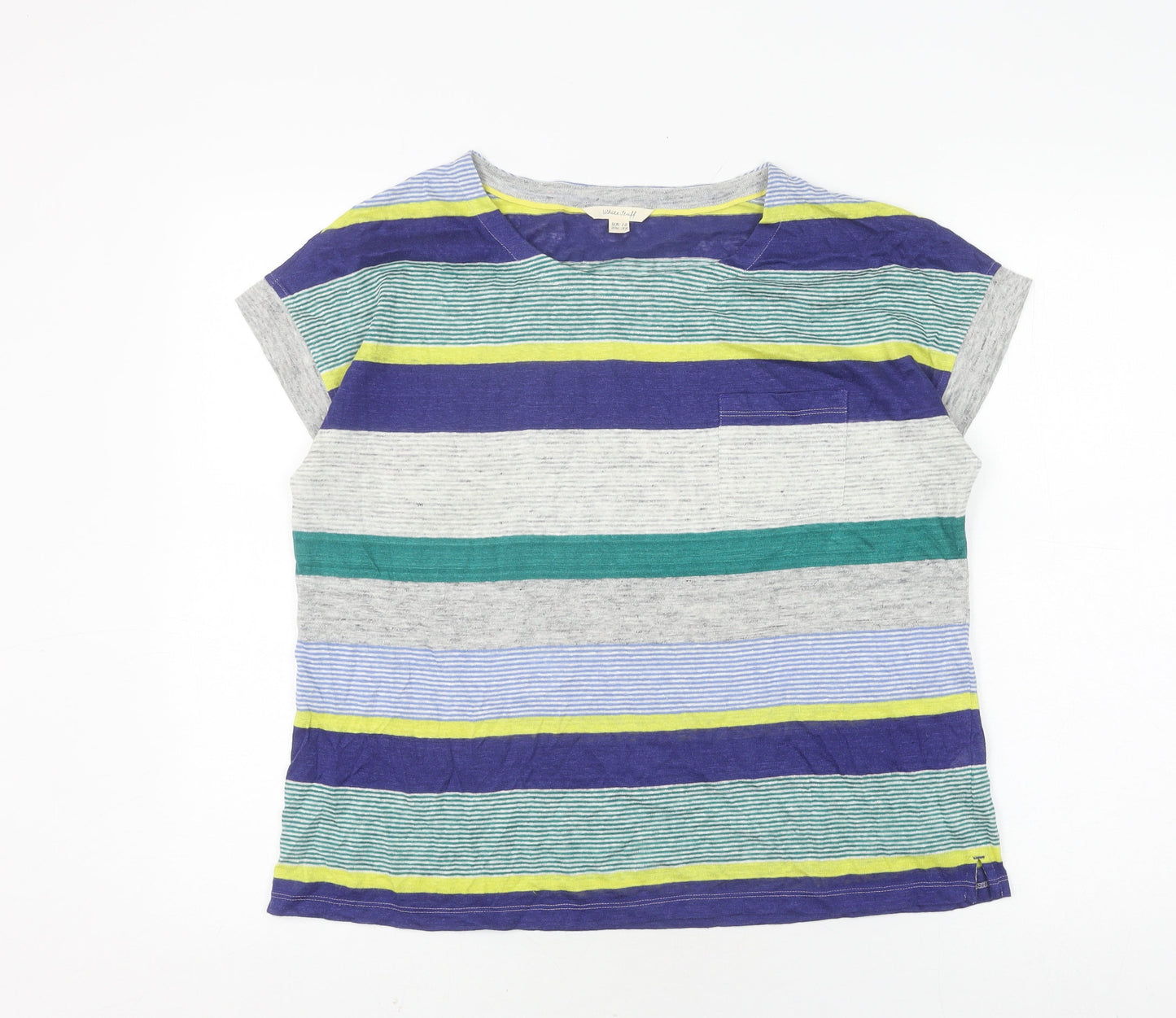 White Stuff Women's Multicoloured Striped Linen T-Shirt