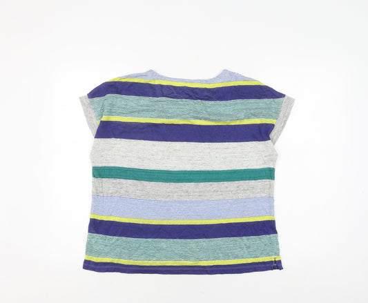 White Stuff Women's Multicoloured Striped Linen T-Shirt