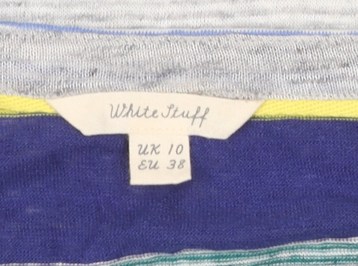 White Stuff Women's Multicoloured Striped Linen T-Shirt