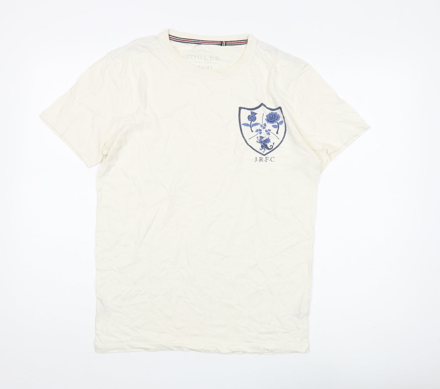 Joules Men's White Graphic Print Cotton T-Shirt S