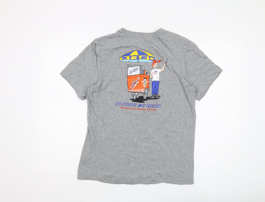 Nike Men's Grey Graphic Print Cotton T-Shirt, Size M