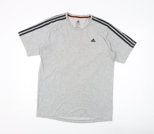 Adidas Men’s Grey Short Sleeve T-Shirt, Size M