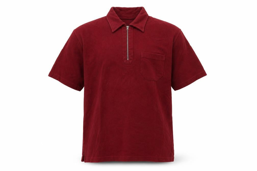 The Trader Co. Men's Red Polo Medium 1/4 Zip Cotton