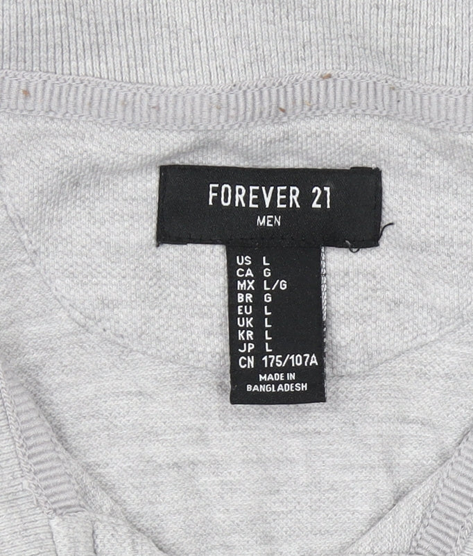 Forever 21 Men's Grey Polo Shirt L Short Sleeve