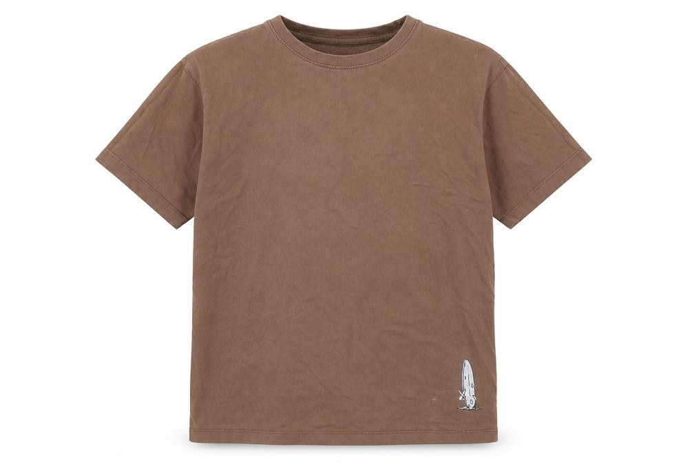Front view of Kangaroo Poo boys’ brown graphic print t-shirt 7-8 years