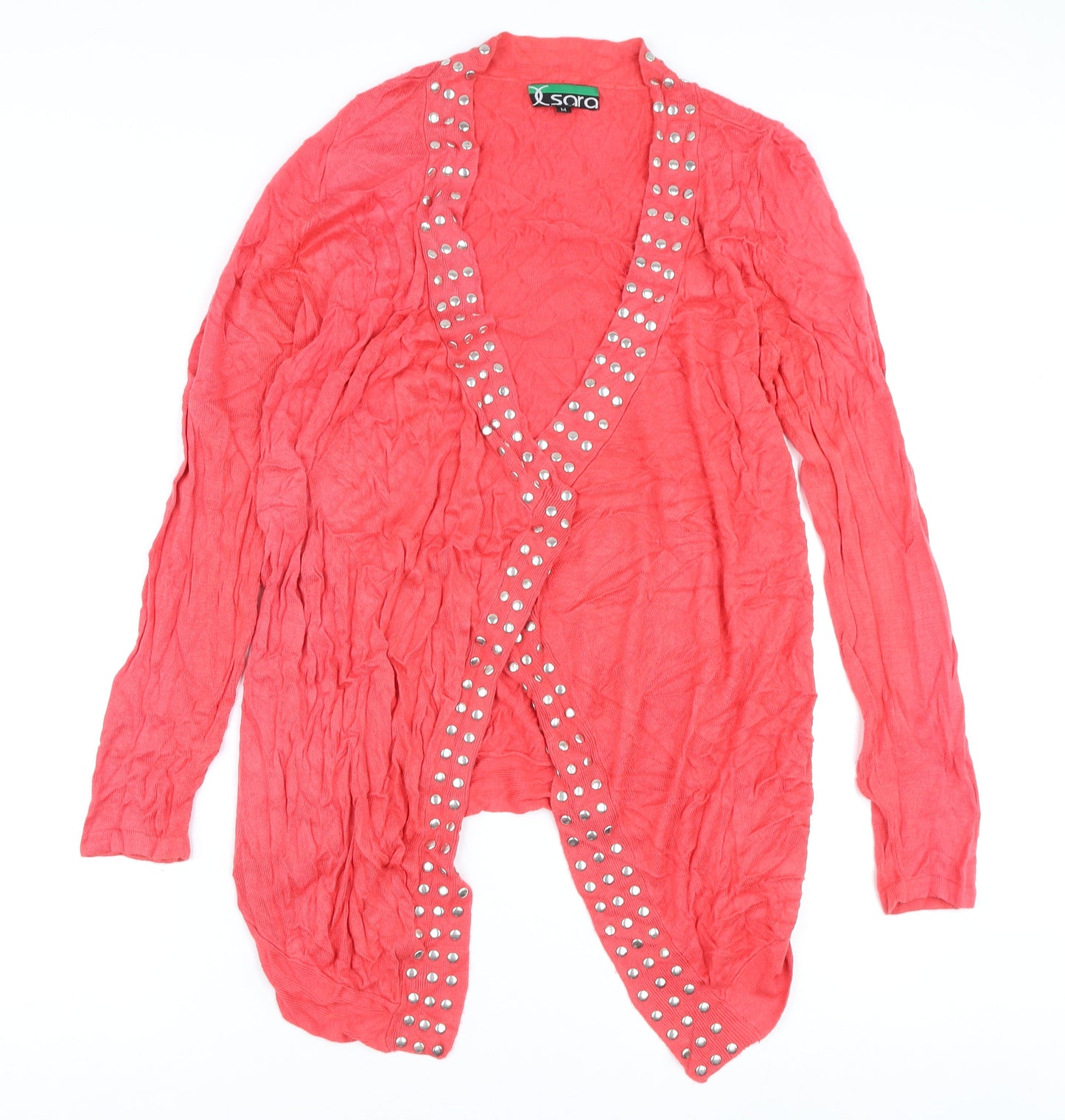 Sara Women's Pink Studded Cardigan Medium V-Neck