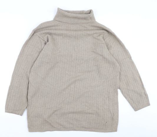 Laura Ashley Women's Beige Roll Neck Wool Jumper M