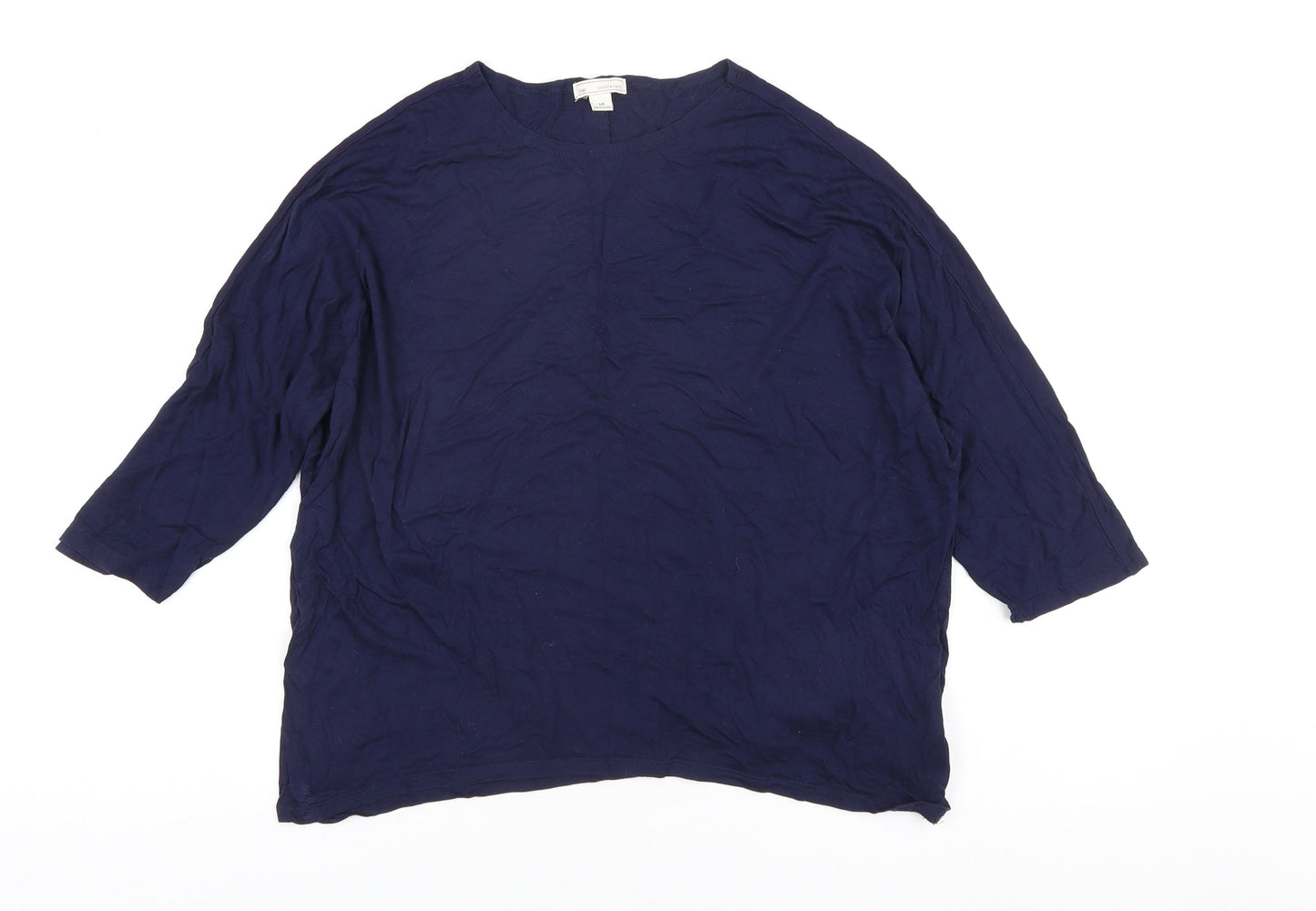 Gap Women's Blue S Round Neck 3/4 Sleeve Top