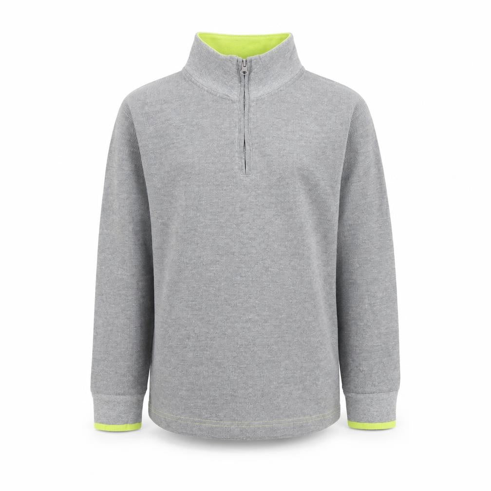 Front view of GapKids boys’ grey 1/4 zip sweatshirt, size 12, years, casual wear