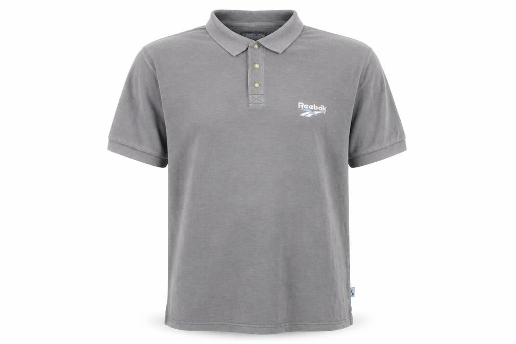 Reebok Men's Grey L Polo Shirt - Casual Solid Logo