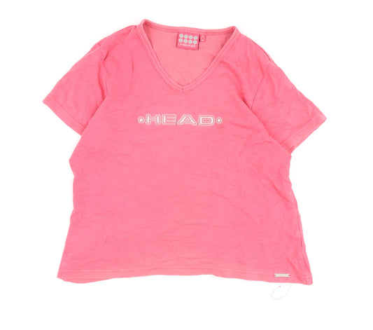 HEAD Women's Pink V-Neck T-Shirt Size 10
