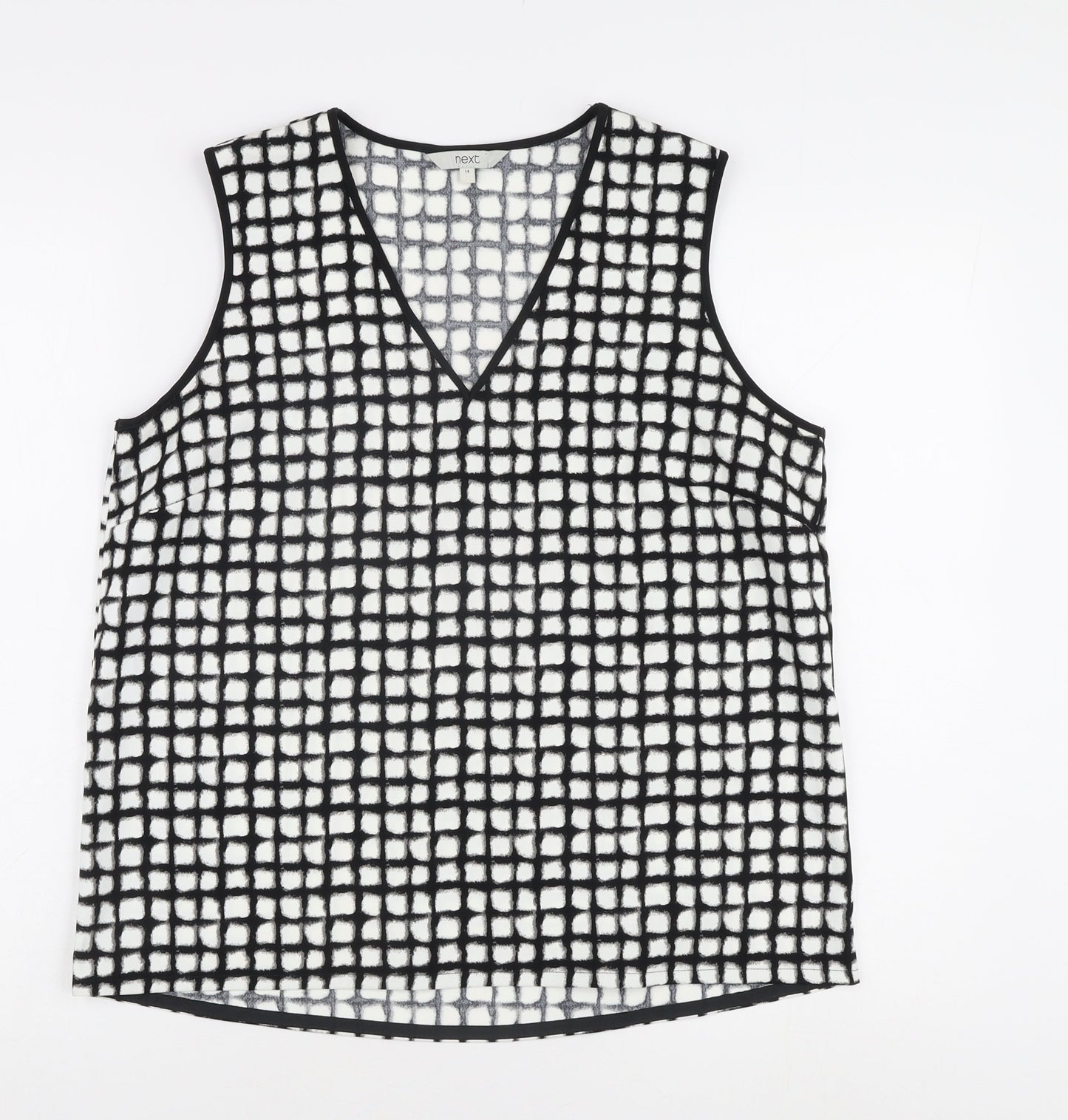 Next Women's Black Check Tank, Size 14, V-Neck Casual