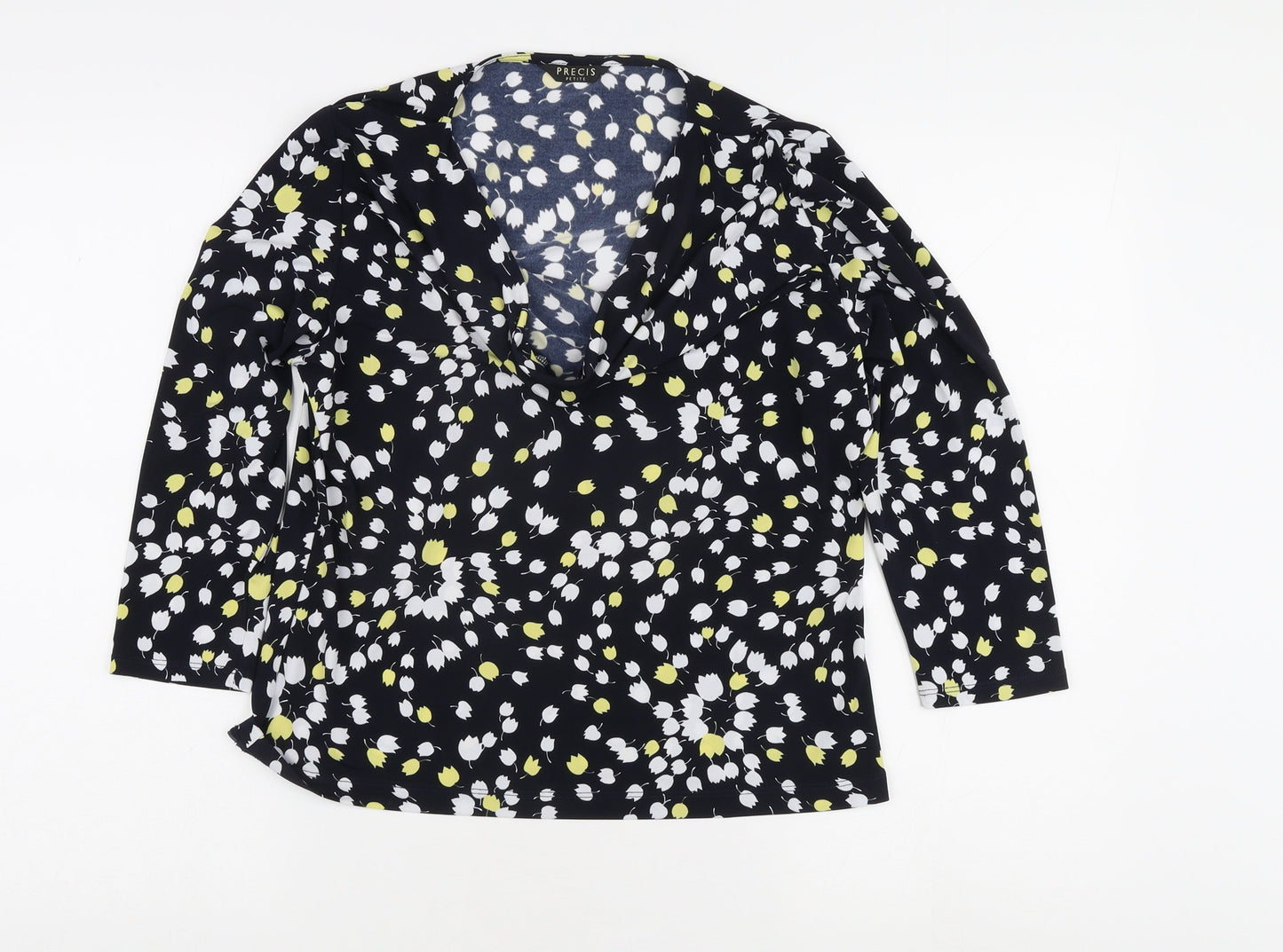 Precis Petite Women's Black Floral Wrap Blouse M