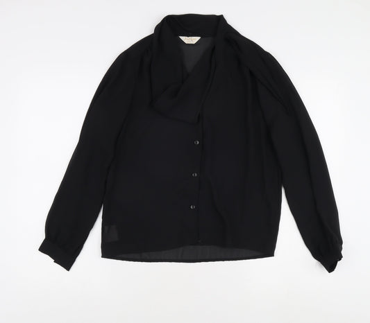 Jatima Women's Black Blouse Size 12 Long Sleeve Vintage