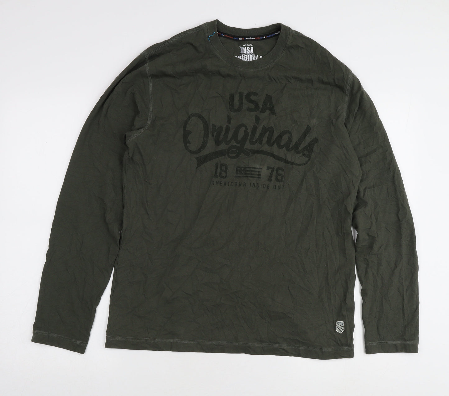 Jockey Men's Green Long Sleeve T-Shirt L