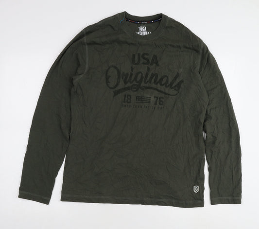 Jockey Men's Green Long Sleeve T-Shirt L