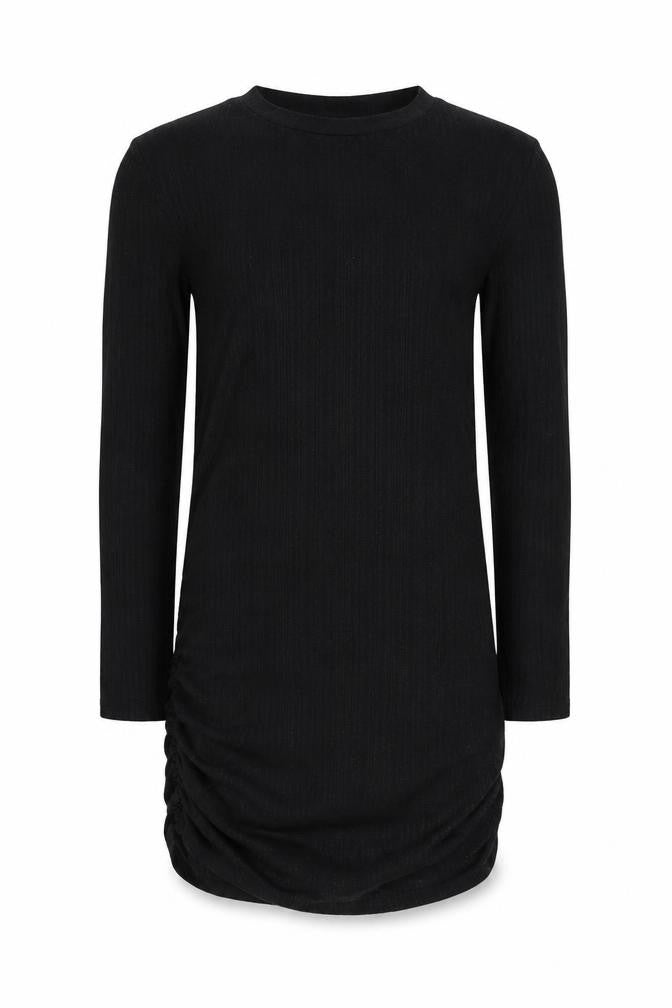 H&M Girls Black Ruched Long Sleeve Dress Size 10-12 Years