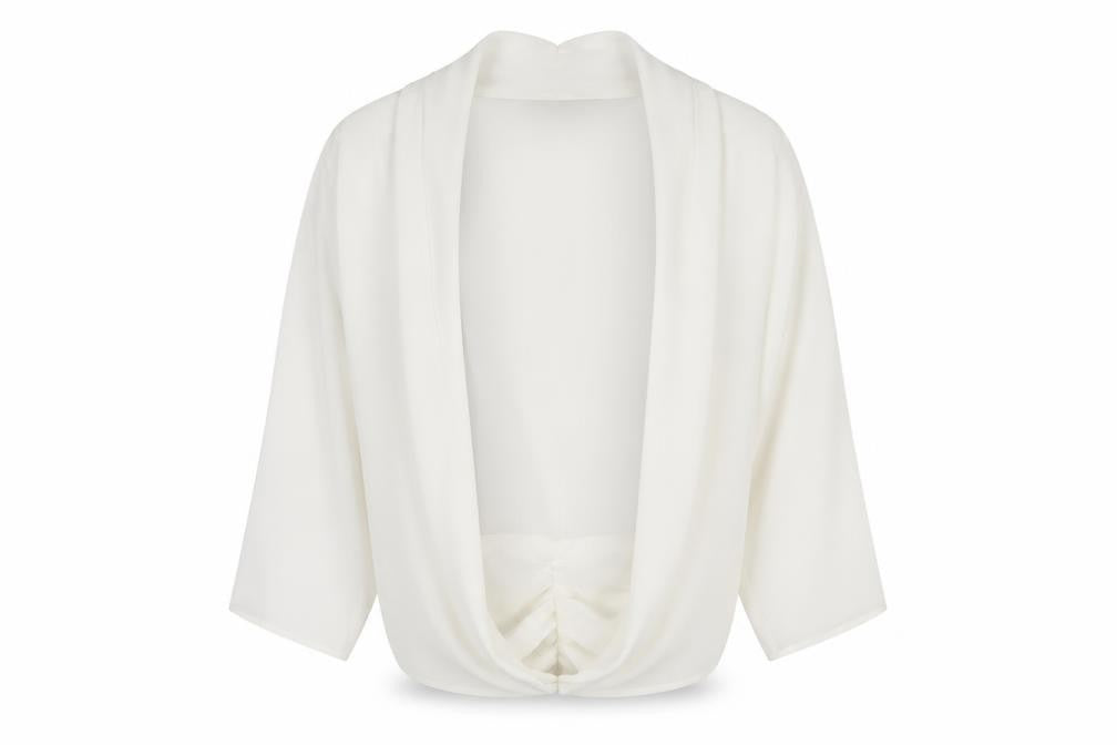 Front view of Roman Women’s Ivory Cape Cardigan, size UK 12