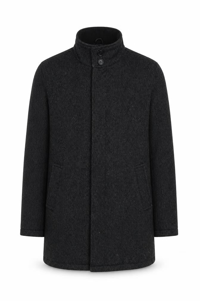 Next Men's Black Wool Blend Mid-Length Overcoat M