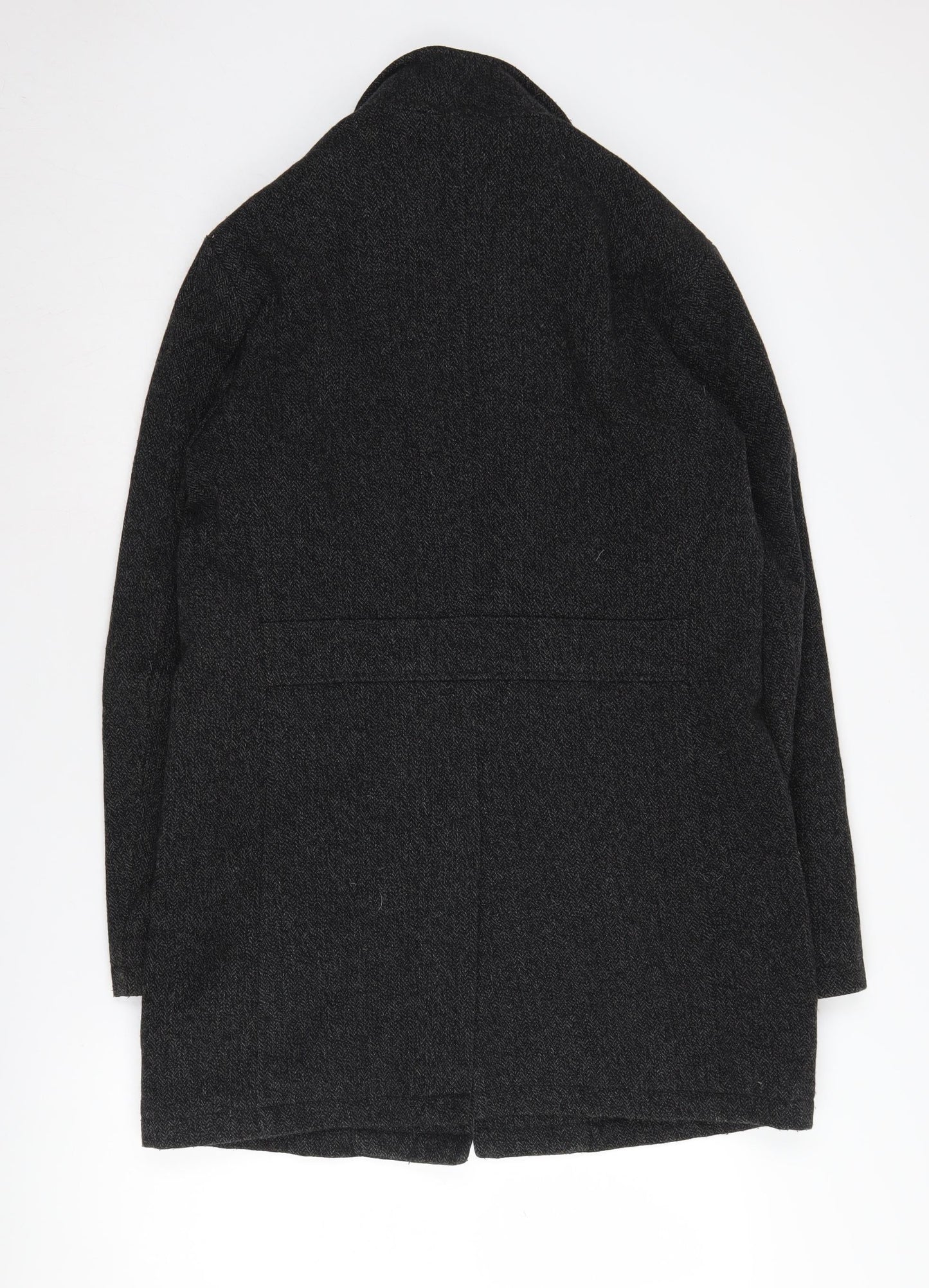 Next Men's Black Wool Blend Mid-Length Overcoat M