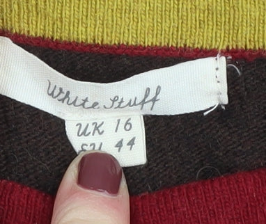 White Stuff Women's Multicoloured Crew Neck Pullover Jumper Size 16
