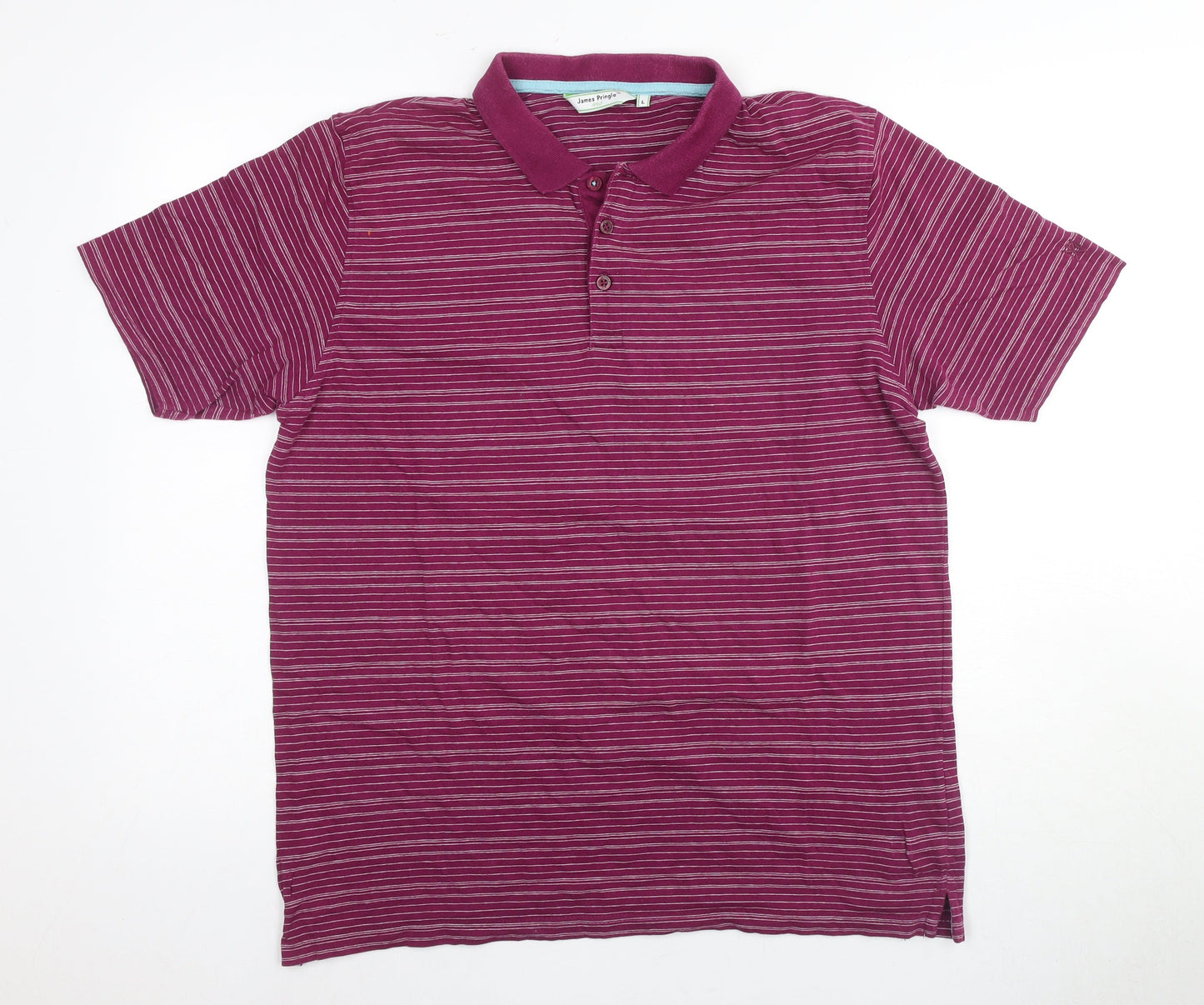 James Pringle Golf Men's Purple Striped Polo Shirt L