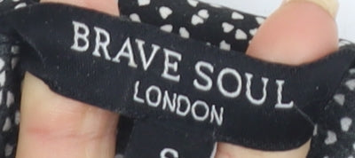 Brave Soul Women's Black Button-Up Shirt, S, Collared