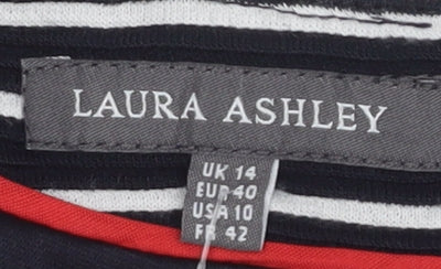 Laura Ashley Women's Black Striped Top Size 14