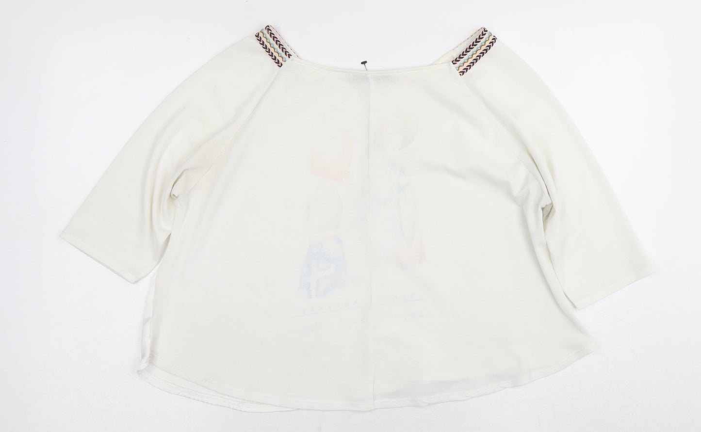 Zara Women's White Artistic T-Shirt Size 12