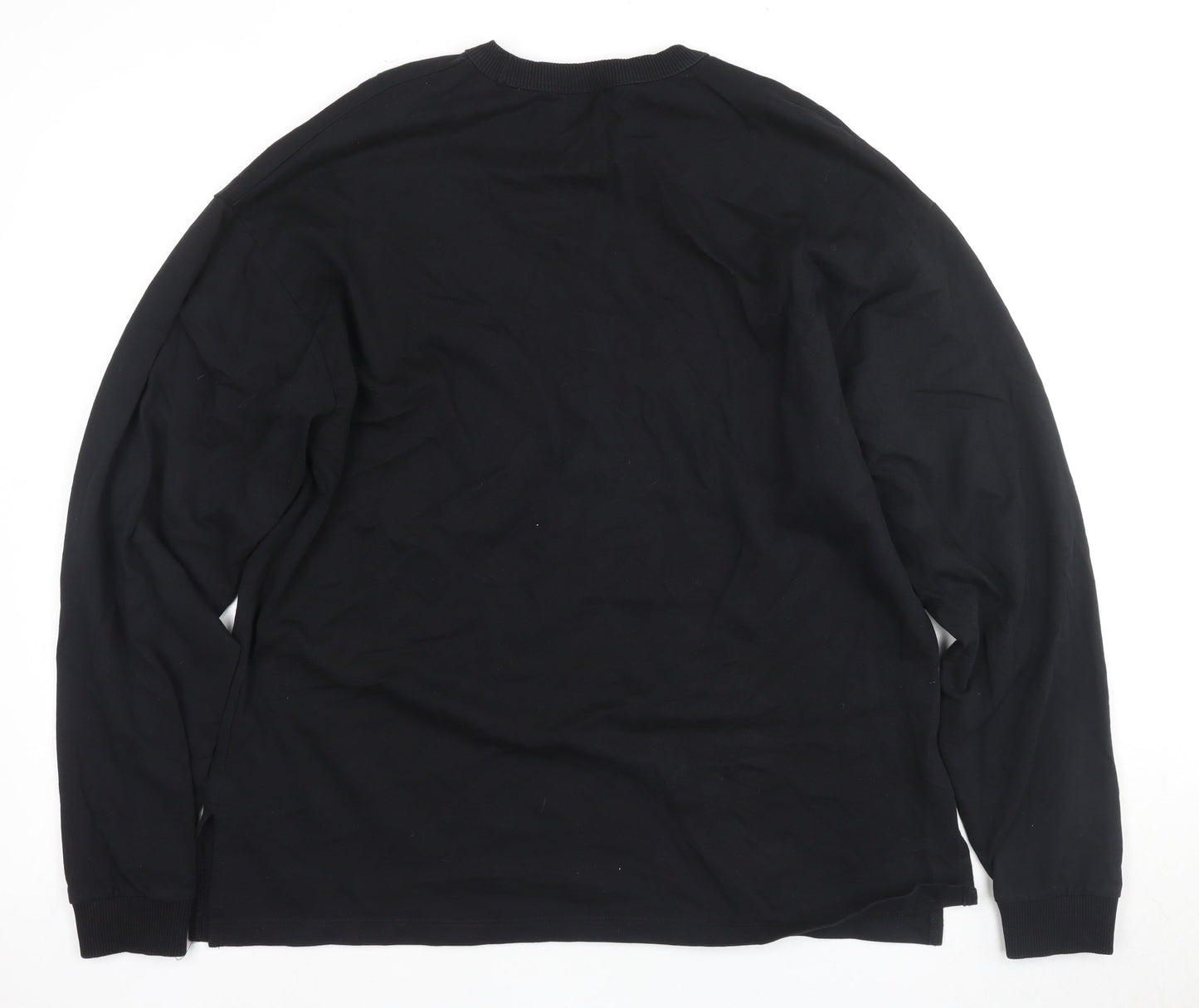 ASOS DESIGN Black Long Sleeve Cotton Tee, Size 8