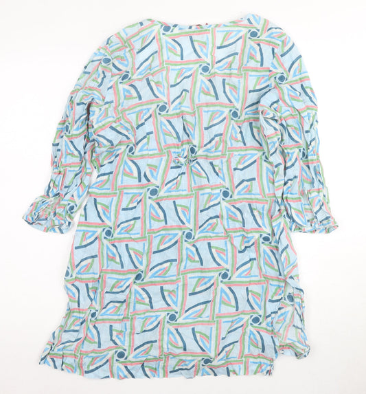 White Stuff Women's Geometric Linen Dress 12 Multicoloured