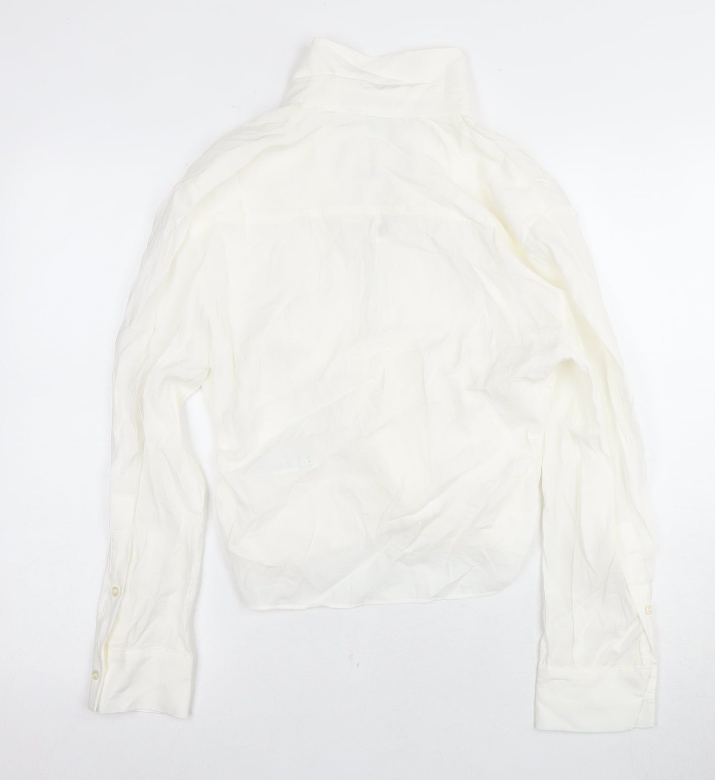 Zara Women's White Blouse, Size M, Collared, Casual
