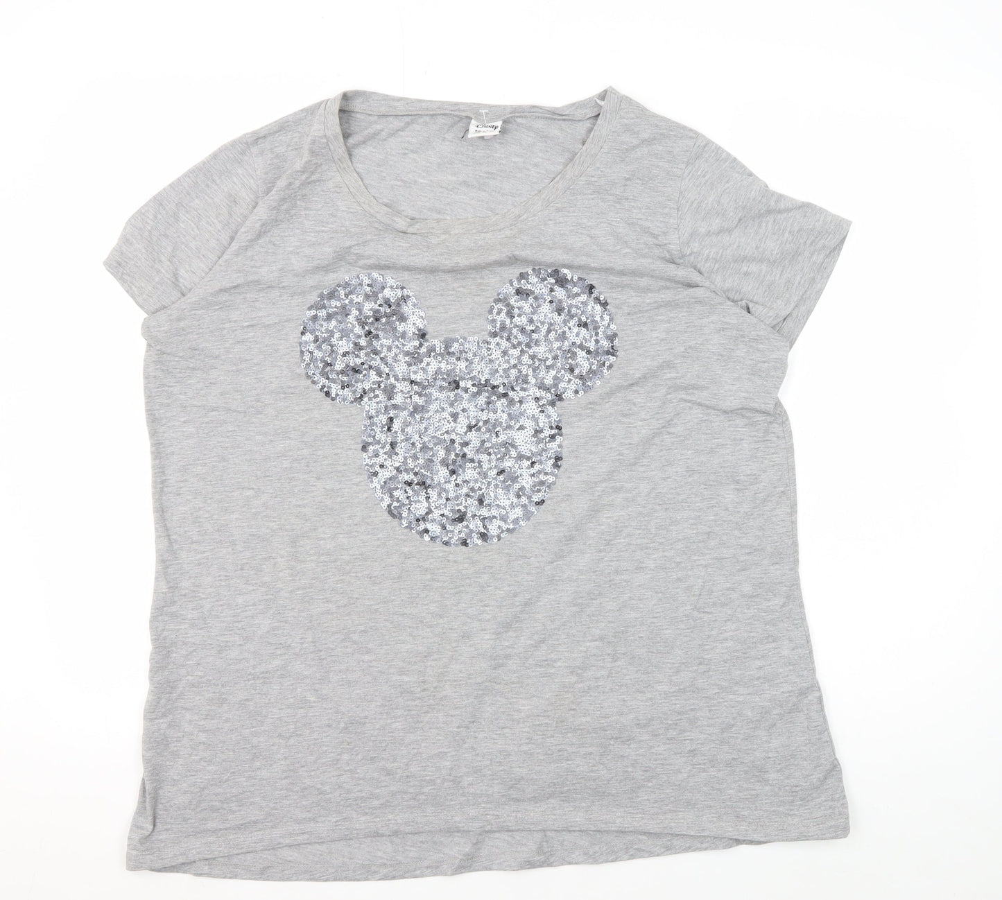 Disney Women’s Grey Sequined T-Shirt - Size 20