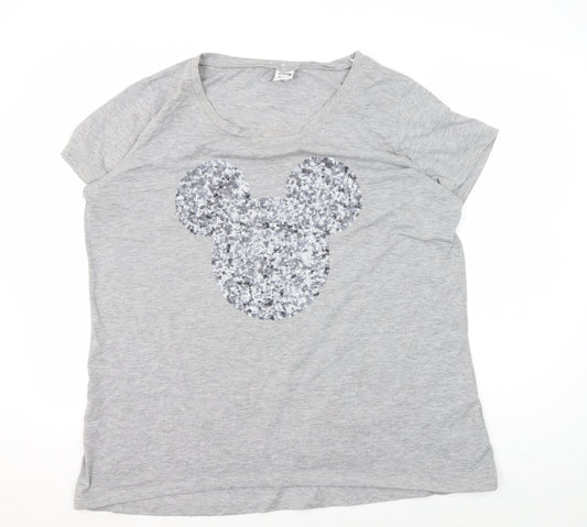 Disney Women’s Grey Sequined T-Shirt - Size 20