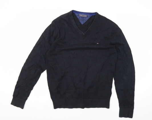 Tommy Hilfiger Men's Black V-Neck Pullover Jumper M