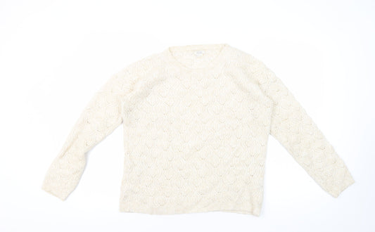 Fat Face Women's Ivory Cable-Knit Pullover Jumper Size 8