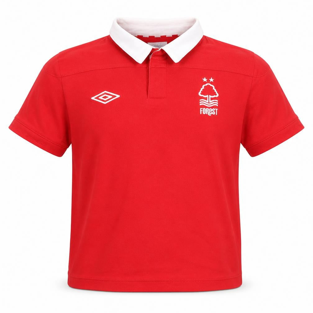 Front view of Umbro boys’ red polo shirt sb sports football top
