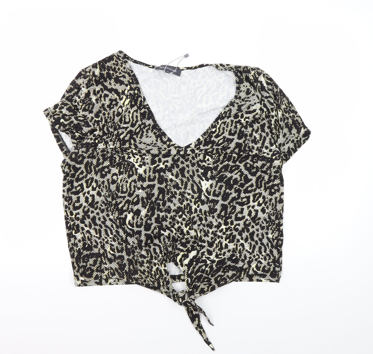 Sosandar Women's Multicoloured Cropped Animal Print Blouse
