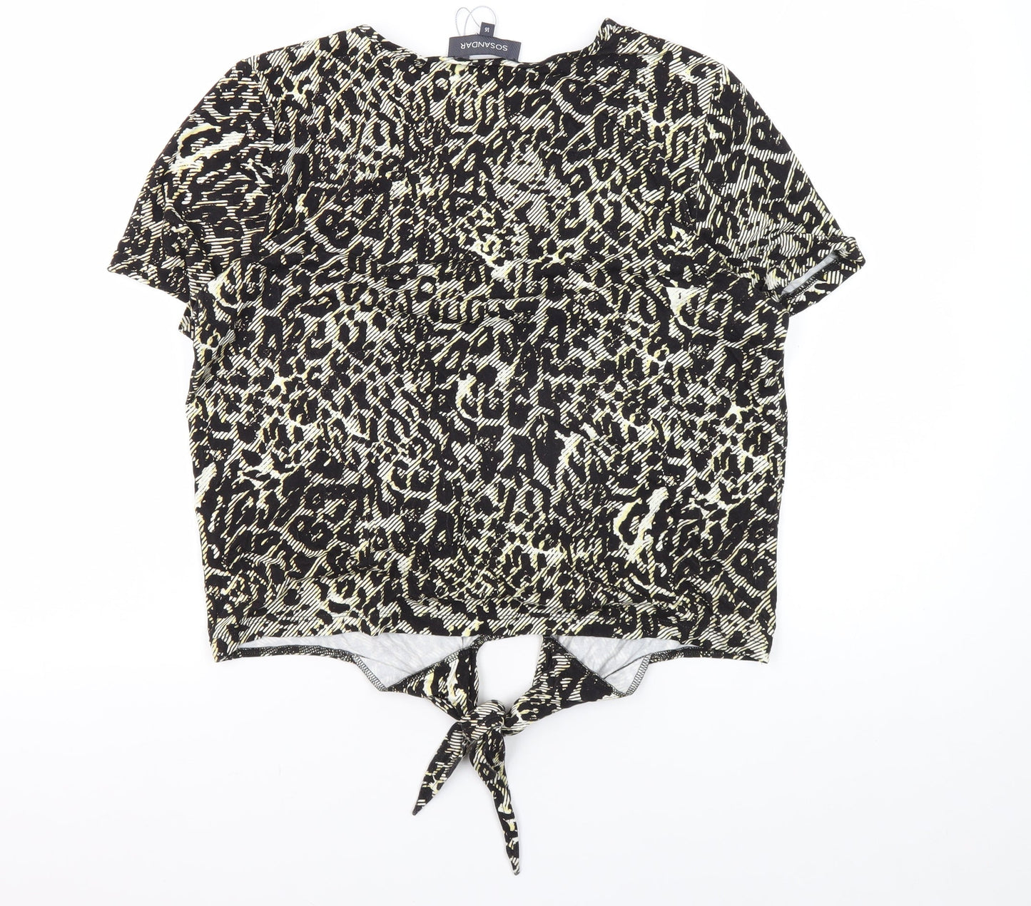 Sosandar Women's Multicoloured Cropped Animal Print Blouse