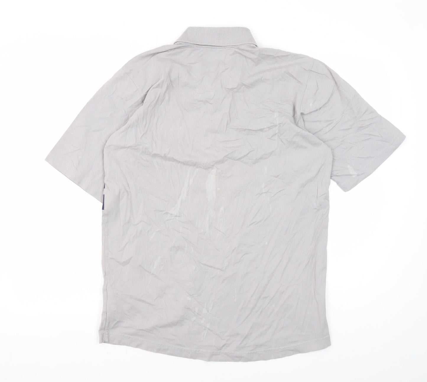 Adidas Men's Grey Striped Polo Shirt, Size M