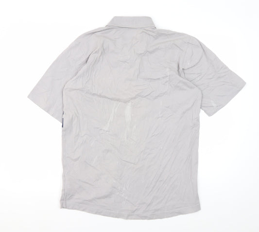 Adidas Men's Grey Striped Polo Shirt, Size M