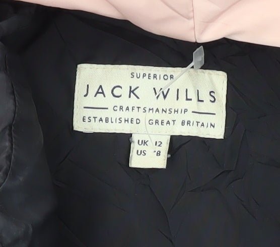 Jack Wills Pink Puffer Jacket Women Size 12 Hooded