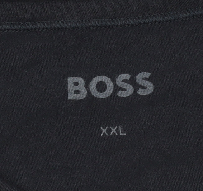 BOSS Men's Blue 2XL Cotton T-Shirt, Logo Accented