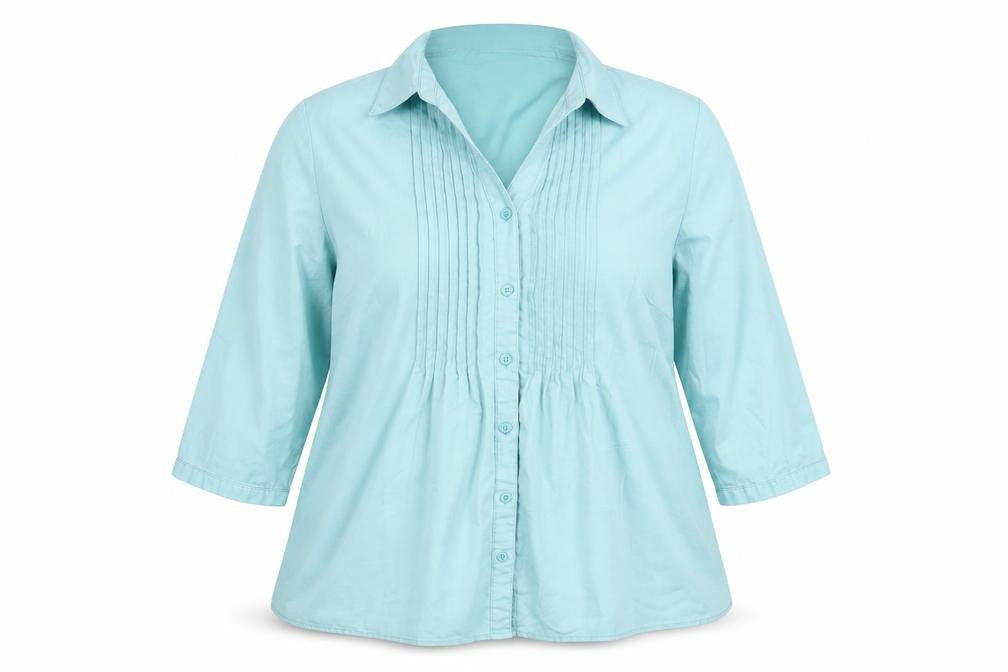 Womens UK Size 18 EWM Blue Polyester Blend Button-Up