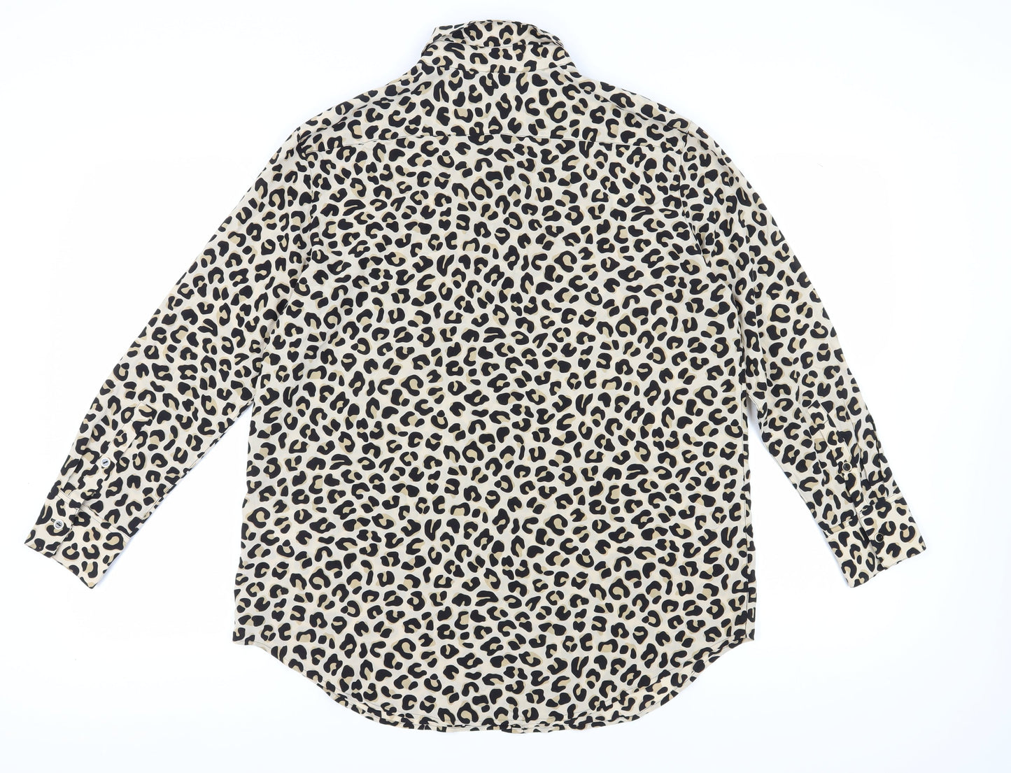 DKNY Women's Beige Animal Print Button-Up Shirt M