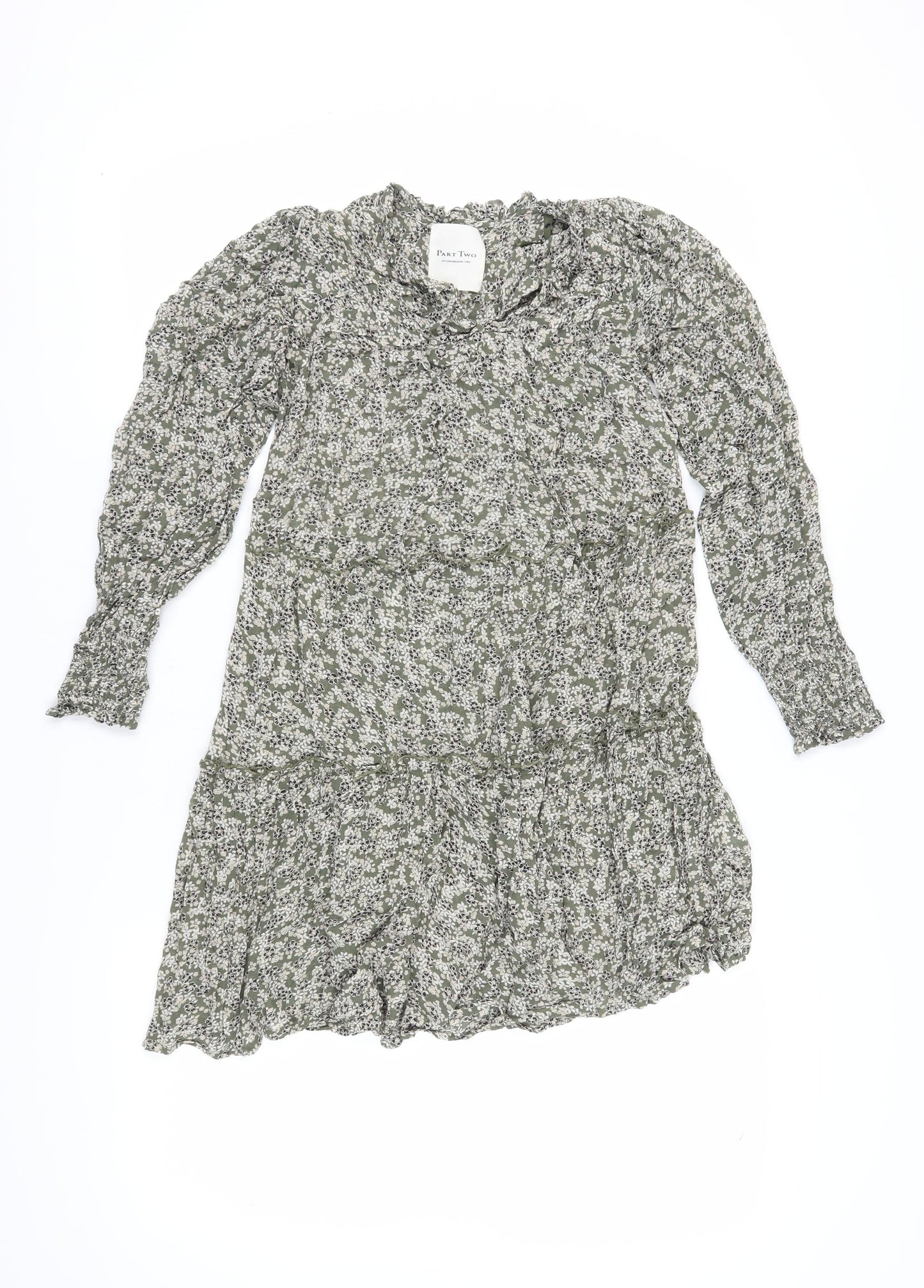 Part Two Women's Green Floral A-Line Dress Size 8